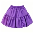 thumbnail image 6 of BRGZLK Back to School Outfits for Girls Summer Cute Solid Color Crewneck Short Sleeve T-Shirt and Paperbag Skirt & Plain Shawl & Socks Comfortable Breathable 4 Piece Sets Purple 3-4 Years, 6 of 7