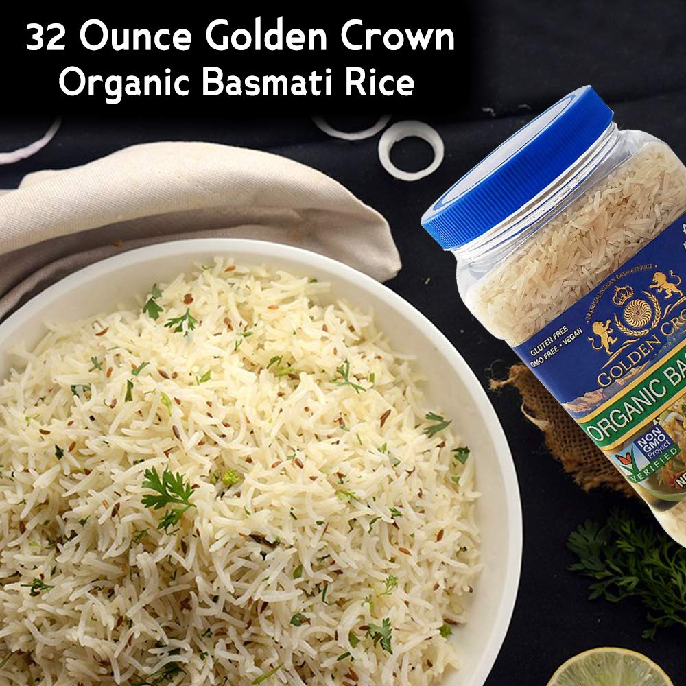 Golden Crown Basmati White Rice 32 oz (Pack of 4)