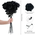 12 Pcs Black Roses Artificial Flowers with Long Stem, Faux Silk Rose