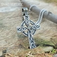 thumbnail image 3 of Celtic Cross Necklace Large Irish Pendant Stainless Steel Amulet Knot, 3 of 5