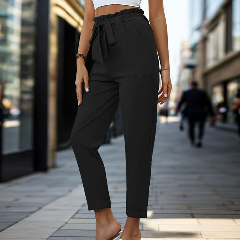 Yawburk Stretchy Work Pants For Women High Waisted Wide Leg Business