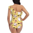 thumbnail image 6 of Yiaed Rabbit Hunger Print Women One Piece Swimsuits Tummy Control One Shoulder Bathing Suits Pattern Ruffle Swimwear-X-Large, 6 of 8