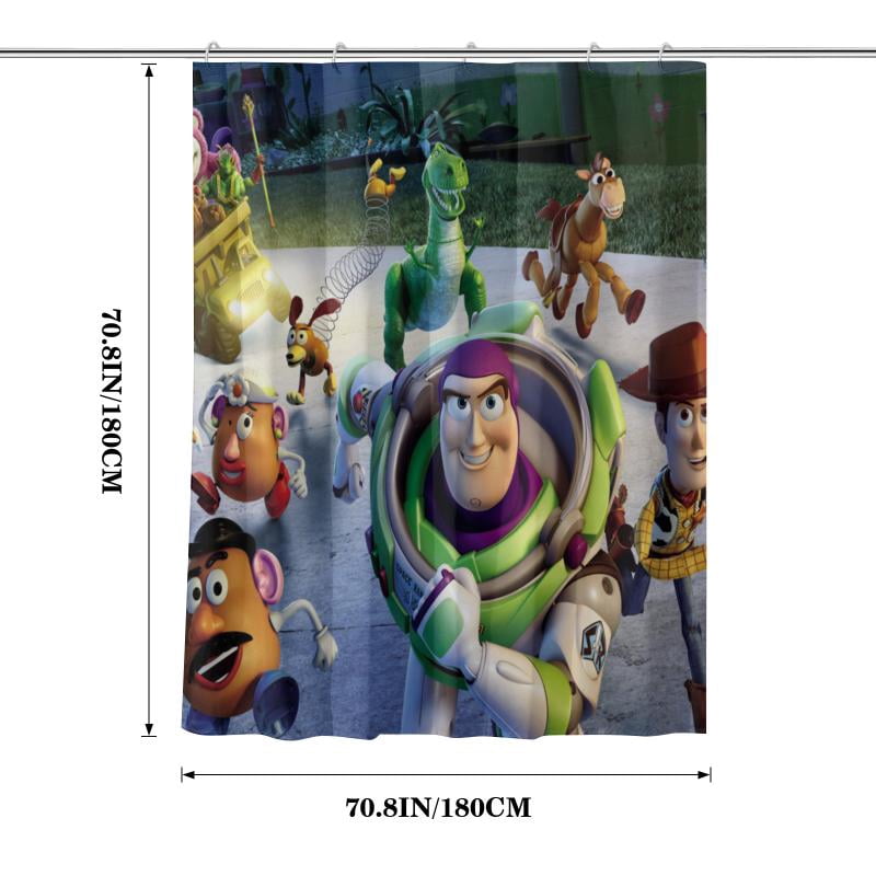 Lheaggik Cartoon Story 4 Pcs Bathroom Sets with Shower Curtain and Rugs, Waterproof Polyester Shower Curtain Sets with Hooks
