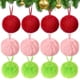 thumbnail image 2 of Juego de adornos navideños de bolas de peluche, 12 piezas de bolas decorativas rojas, verdes y rosas para árbol de Navidad, 2 of 5