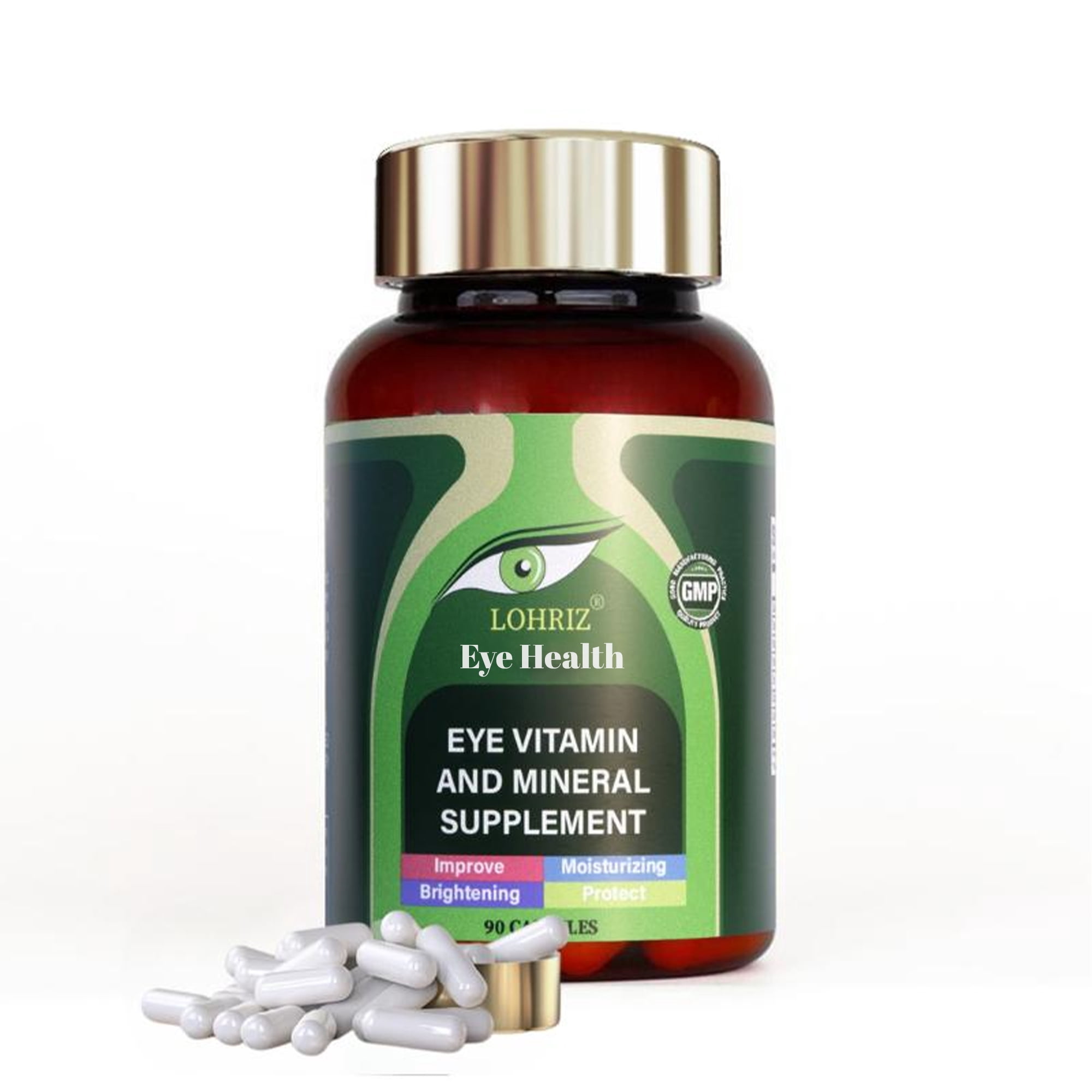 LOHRIZ Lutein and Zeaxanthin Eye Vitamins for Adults and Seniors, Eye Health Supplement with Vitamins C & E, Zinc and Copper, Daily Vision Support, 90 Capsules