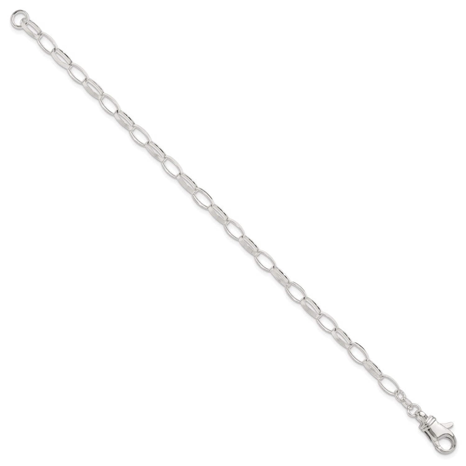 Sterling Silver 10 inch Solid Polished Fancy Link Anklet QG1178