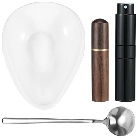 Lieonvis 4-Piece Coffee Bean Dosing Cup,Spray Bottle,Espresso Stirrer Tool,Teaspoon Set,Ceramic Coffee Dosing Vessel Tray Kit Coffee Bar Accessories for Coffee Lovers