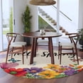 thumbnail image 3 of Round Rugs 7 Ft, Spring Flowers Non Slip Area Rugs for Kitchen Bedroom Entryway, Farmhouse Vintage Country Colorful Floral Washable Carpet Runner Rug Floor Mats for Bedroom Home Decor, 3 of 8