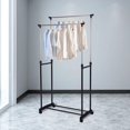 thumbnail image 2 of Livearty (TM) Clothing Rack Dry Rack Drying Rack Double Rod Clothing Metal Garment Rack for Hanging Clothes, Rolling Clothes Organizer with Bottom Shelves 80CM / 32 Inch in Length, 2 of 5