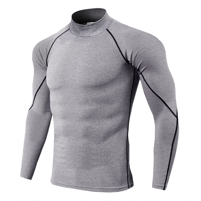 Camiseta interior deportiva transpirable para hombre: manga larga, secado rápido, corte ajustado para fitness y ropa de invierno