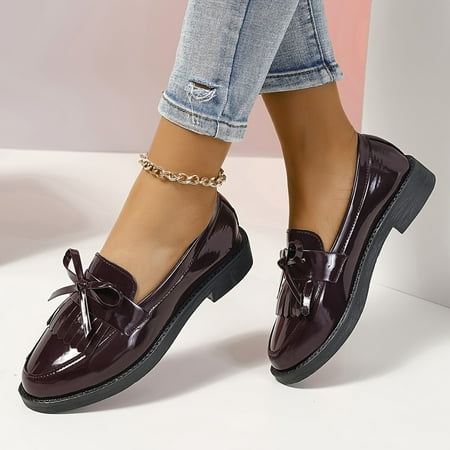

Crochet Lightweight & Comfortable Trim Faux Leather Walking Loafers Solid Color Soft Platform Flat Shoes Loafer Flats Women s Footwear