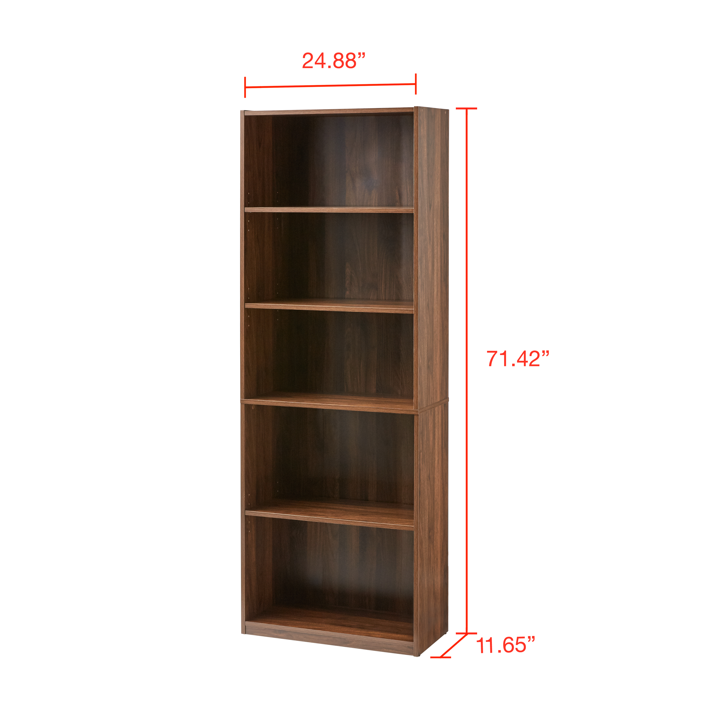 Mainstays 5-Shelf Bookcase with Adjustable Shelves, Canyon Walnut - image 5 of 5
