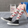 thumbnail image 6 of Picia Women Crew Soft Moisture-wicking Socks Watercolor Red Truck And Fir Tree Pattern Design Cotton Socks, One Size fit All, 6 of 9