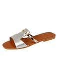 thumbnail image 3 of Domuza Women's Casual Versatile Flat 2026 Spring Summer Trendy Textured Comfortable Beach Sandals Silver 10（EU-43）, 3 of 3