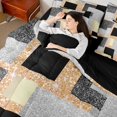 thumbnail image 5 of Manfei Glitter Plaid Print Twin Bedding, Bling Geometric Bedding Comforter Set, Gold, Black and Silver, Black Reversible 7 Pieces, 5 of 6