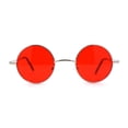 thumbnail image 1 of Lunettes de Soleil Rétro Ajustées à Petit Cercle Rond avec Lentille, Style Hippie, Argent Rouge, 1 of 4