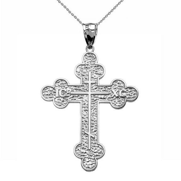 Sterling Silver Eastern Orthodox ICXC Cross Pendant Necklace, 16"