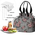 thumbnail image 4 of Pioneer Flower Drawstring Lunch Bag Women - Drawstring Lunch Bag Insulated for Work Office - Stain-Resistant Large Lunchbags for Women with Multi-Pockets, 4 of 6