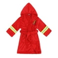 thumbnail image 1 of Girls Bathrobe Heroes Fireman Soft Hooded Fleece Terry Robe,Red,L(7-9 Years), 1 of 4