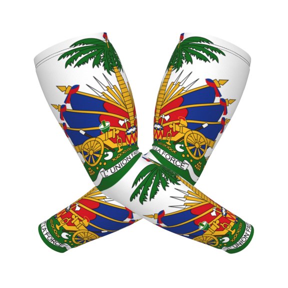 Coat Of Arms Of Haiti Arm Sleeves For Men And Women Compression Sun Protection Tattoo Cover Up Baseball Basketball Running
