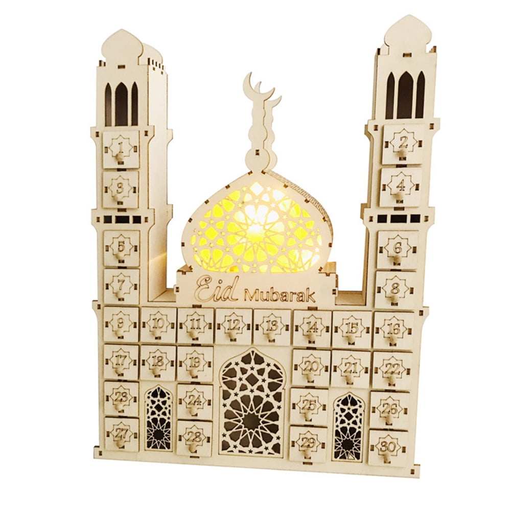 Calendrier Ramadan 2024 – Compte à Rebours Aïd – Décoration Lunaire Acrylique Or/Argent – Bureau Maison