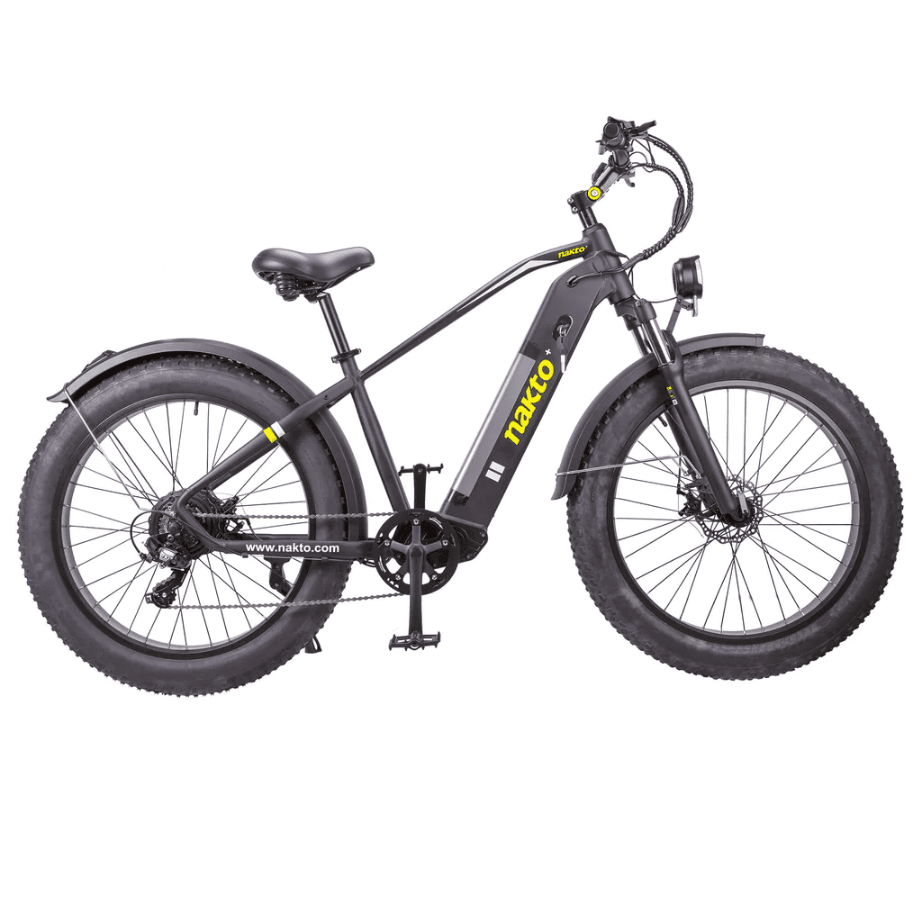 nakto cargo electric bicycle Ranger Premium Mountain Bike The Nakto F4 (Yellow) fat tire electric bicycle is equipped with a 48V 20Ah battery Nakto F4 20" Electric Cargo
