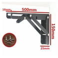 thumbnail image 4 of 2PCS 8-20 Inch Black Triangle Folding Angle Bracket Heavy Support Adjustable Wall Shelves Mounted Table Shelves Home Hardware, 4 of 7