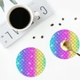 thumbnail image 4 of Naloa Rainbow Scales2 Leather Coasters for Drinks, Durable Drink Coasters 4 Set for Tabletop Protection, Luxurious Home Décor and Housewarming Gift ( {designName})Round Shape, 4 of 6