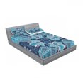 thumbnail image 3 of Navy Blue Bedding Set with Sheet & Covers, Floral Paisley Design Bohemian Style Vintage Flower Petal Pattern, Printed Bedroom Decor 2 Shams, 4 Sizes, Blue Navy Blue and White, by Ambesonne, 3 of 3