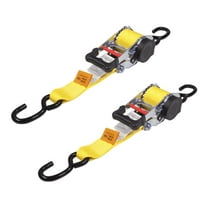 2 Pack 2" x 9.2' Bolt on Yellow Retractable Ratchet Straps for Cargo - Coated S Hook Auto Retract Ratchet Straps - Self Ratcheting Strap for Boat Tie Down to Trailer & Jet Ski, ATVs, Bikes