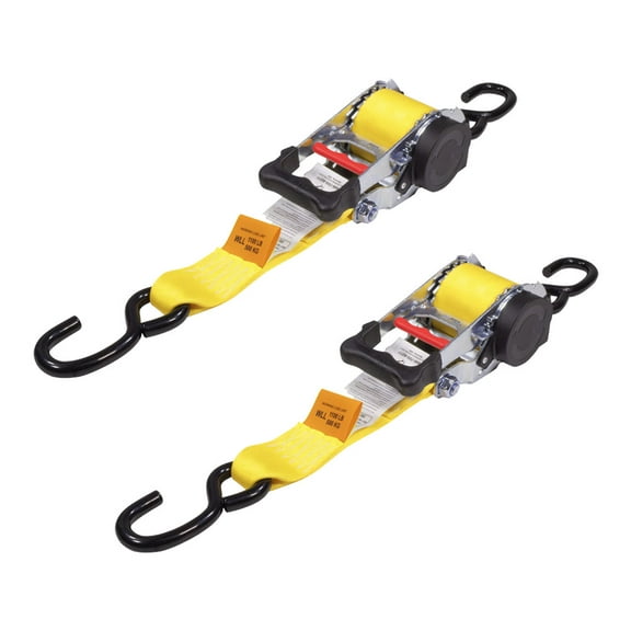 2 Pack 2" x 9.2' Bolt on Yellow Retractable Ratchet Straps for Cargo - Coated S Hook Auto Retract Ratchet Straps - Self Ratcheting Strap for Boat Tie Down to Trailer & Jet Ski, ATVs, Bikes