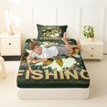 thumbnail image 4 of Castle Fairy Farm Wood Bass Twin Sheets 3pcs,Gone Fishing Rod Splash Print Bedding,Sage Beige,1 Fitted Sheet,1 Flat Sheet and 1 Pillowcase, 4 of 6