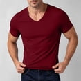 thumbnail image 2 of Ovzne Men's Big & Tall V-Neck Short Sleeve Athletic Basic T-Shirts Casual Slim Solid Color Stretchy Going Out Tops M-5XL, 2 of 9