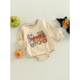 thumbnail image 3 of Bagilaanoe Newborn Baby Girl Boy Halloween Romper Sweatshirt Long Sleeve Bodysuit Ghost Print Pullover 6M 12M 18M 24M Infant Fall Tee Tops, 3 of 7