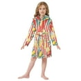 thumbnail image 6 of FORMRS Niños Bathrobe Unisex Hooded Robe Soft Plush Pajamas Sleepwear, Size 2-3T, White Striped Lemon, 6 of 7