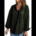 thumbnail image 2 of Chaqueta de Mujer de Gran Tamaño con Botones y Larga con Aberturas. Verde M, 2 of 8