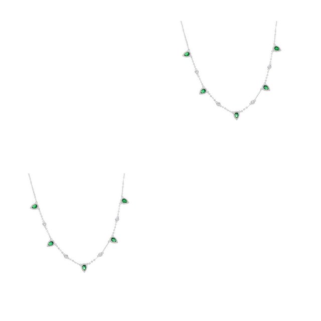 Minnieouse Collar de Metal de cobre para mujer, gargantilla, cadenas, collares, decoración de cuello de circón, adornos ajustables, joyería Blanco Oro Verde 2piezas