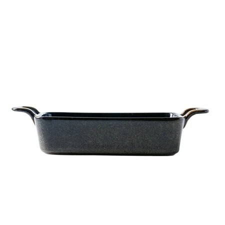 

Haifle ( 27x13cm) Ceramic Pasta Bake Dish Solid Rectangle Baking Dish For Oven For Lasagna Casserole Tapas Pies Microwave & Oven Safe-Black