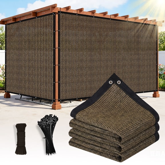 Jane Stone 90% Shade Fabric Sun Shade Cloth with Grommets,8'X7' Pergola Replacement Shade Cover Canopy for Garden Outdoor Patio,Mocha (We Make Custom Size)