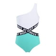 thumbnail image 2 of DPOIS Kids Girls 1Ps Swimsuit Single Shoulder Strap Bodysuit Jumpsuit Mint Green 12, 2 of 6