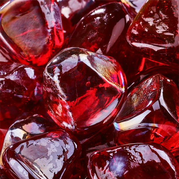 Ruby Fire Pit Glass Diamonds 1 10, Fire Pit Glass Beads Home Depot