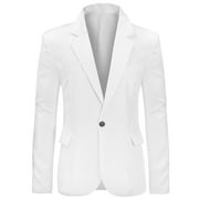 Youthup Men's Notched Lapel Solid Color Blazers Business Casual Regular Suit Jacket
