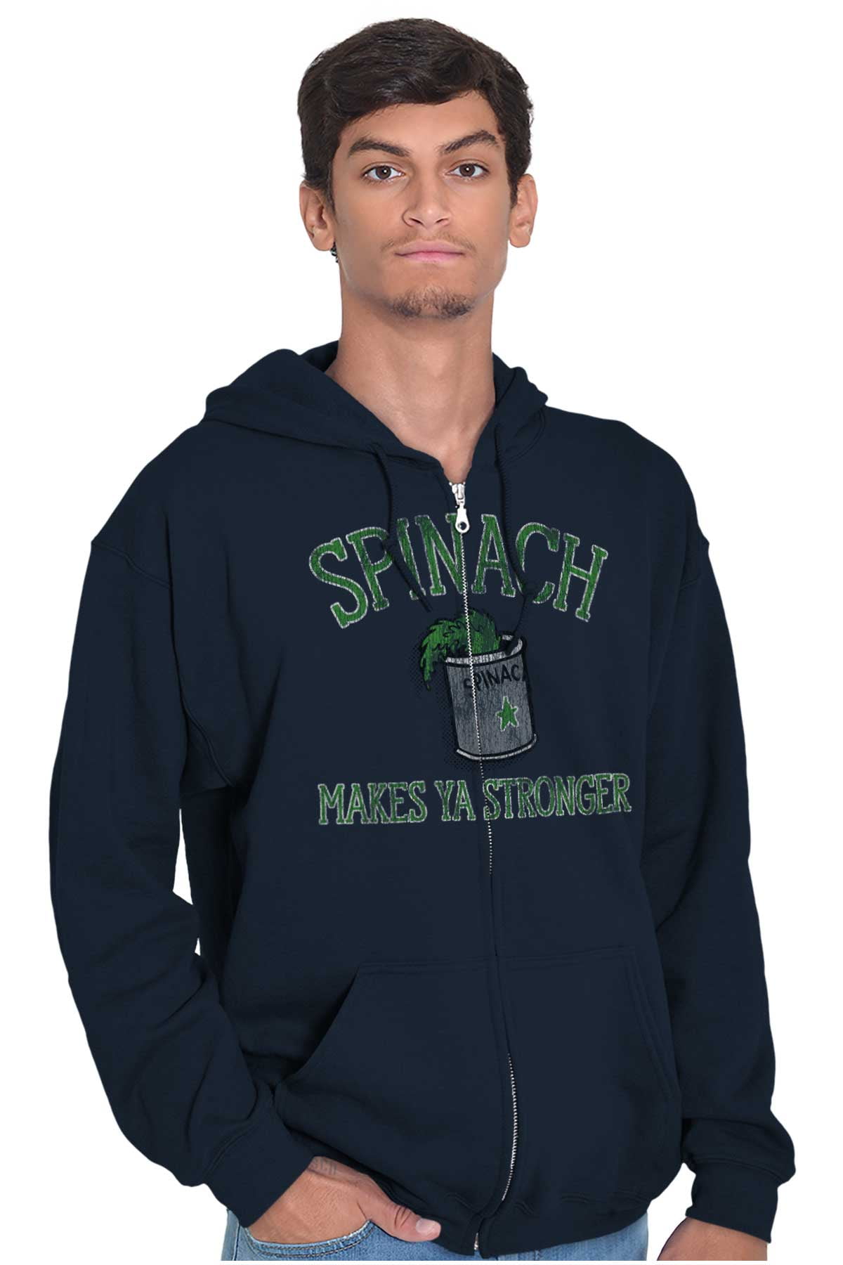 Spinach Makes Ya Stronger Popeye Zip Up Hoodie Men's Women's Brisco