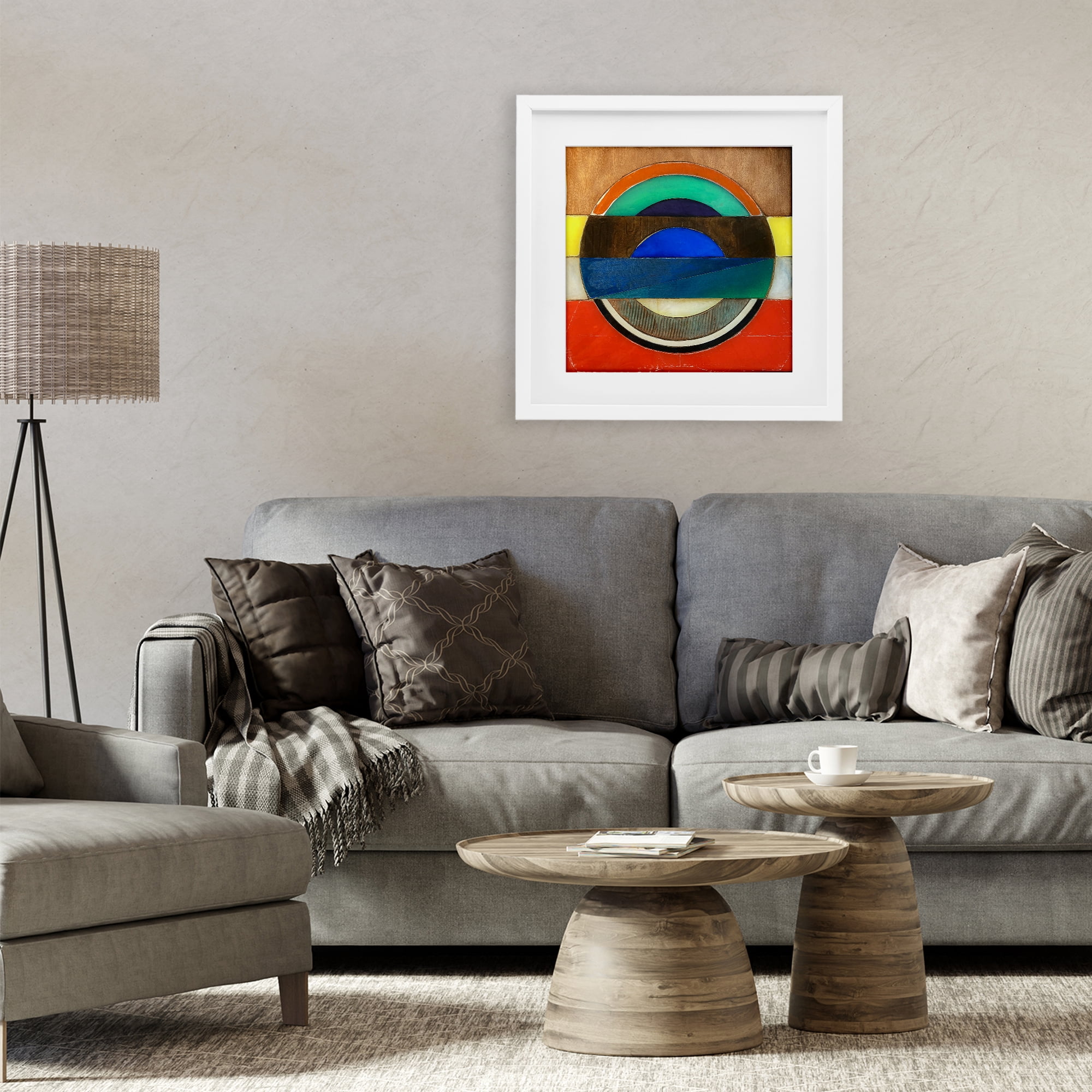 Stupell Industries Bisected Circle Structure White Framed Print Under Glass, design by Matthew Finger