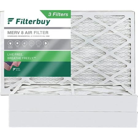 

Filterbuy 12x25x4 MERV 8 Pleated HVAC AC Furnace Air Filters (3-Pack)