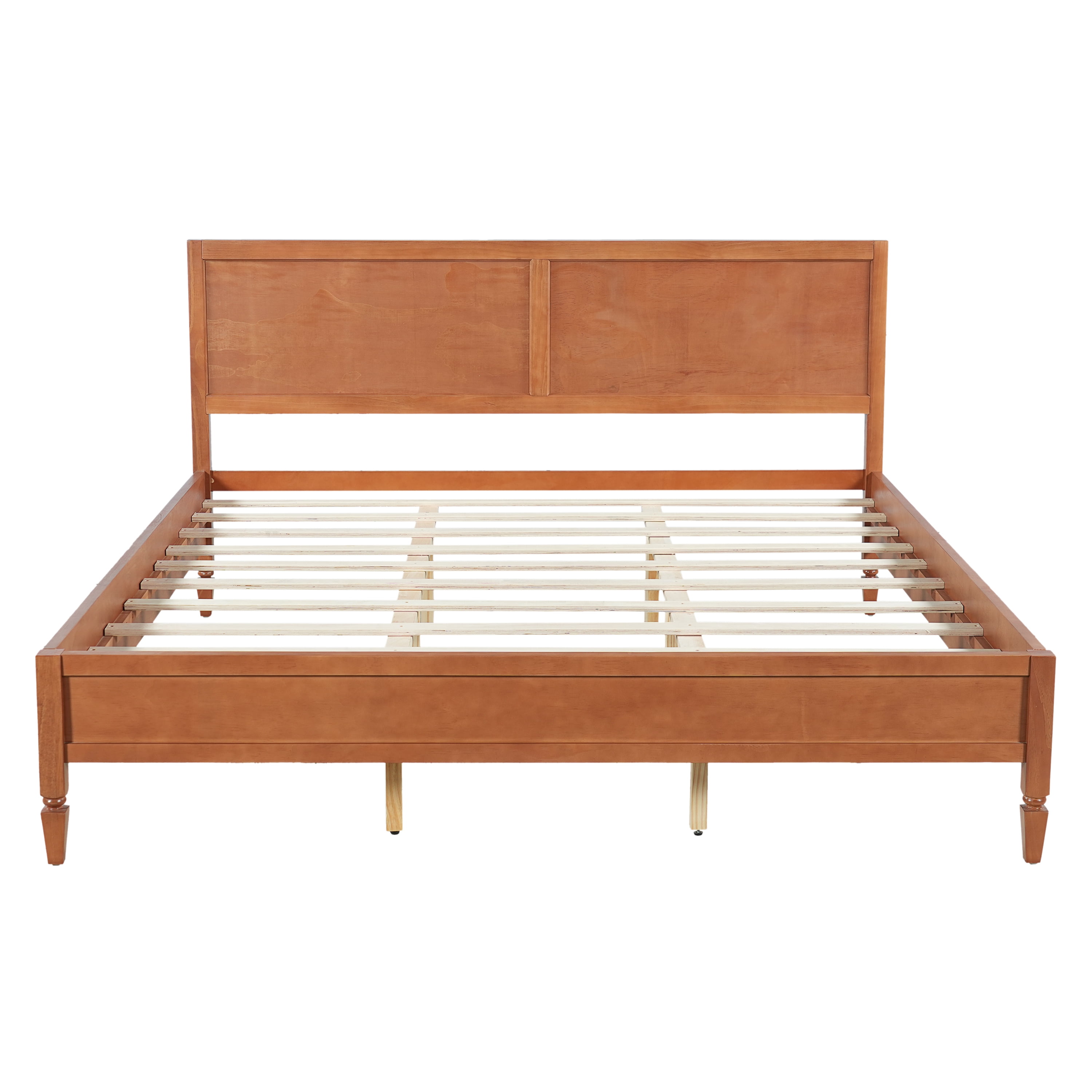 Euroco Wood King Size Platform Bed with Panel Headboard, No Box Spring Needed, Brown