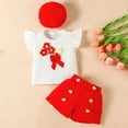 thumbnail image 4 of Hessimy Baby Girl Outfit Tops and Shorts Set Toddler Girl Spring Summer Clothes,Spring Summer Wear(Red,3-4 Years), 4 of 7