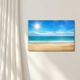 thumbnail image 2 of Canvas Prints Wall Art - Seascape and Beach Under Blue Sunny Sky | Modern Home Deoration/Wall Decor Giclee Printing Wrapped Canvas Art Ready to Hang - 32" x 48", 2 of 3