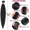 thumbnail image 2 of Pre-stretched Braids 66cm 3 Bundles/lot Professional Synthetic Fiber Crochet Braids Yaki Texture Braiding Hair Extensions (1b), 2 of 5