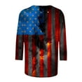 thumbnail image 5 of Lilgiuy 4th of July 3/4 Sleeve Shirt for Women Fashion Independence Day Printing Loose T-shirt Round Neck Casual Top for Holiday Travel Beach, 5 of 5